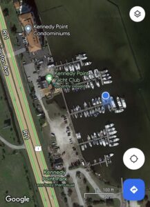 A satellite image of boat docks showing our location