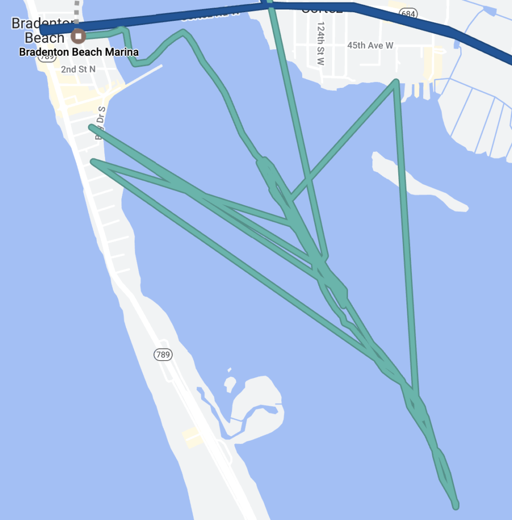 A Google map of our sea trial path.